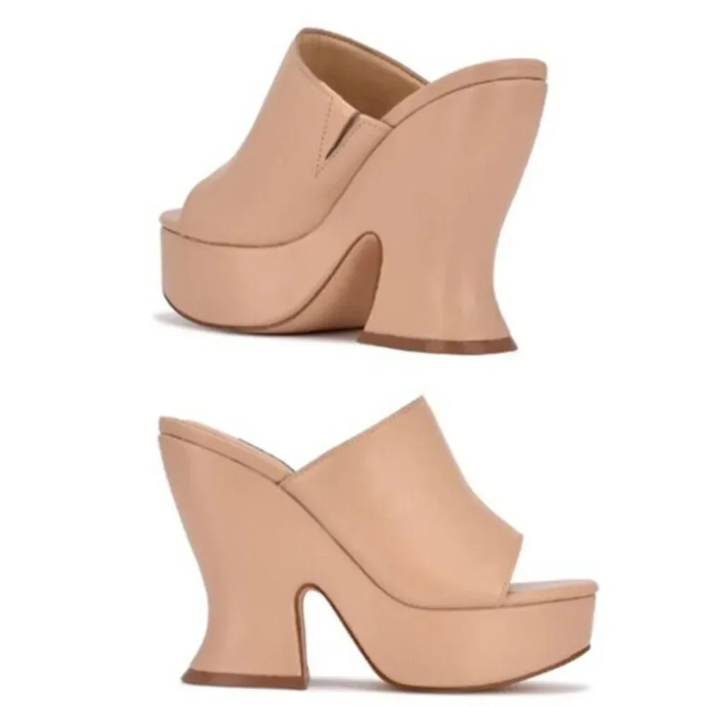 Nine West Women's Retro Platform‎ Slide Sandals  Party Heeled Shoes Size 8 $99